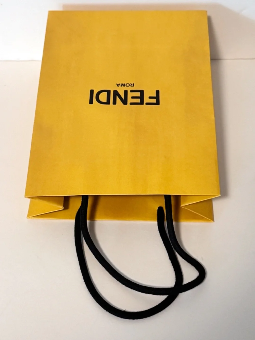 Fendi Roma Yellow Gift Bag + 23” Logo Ribbon